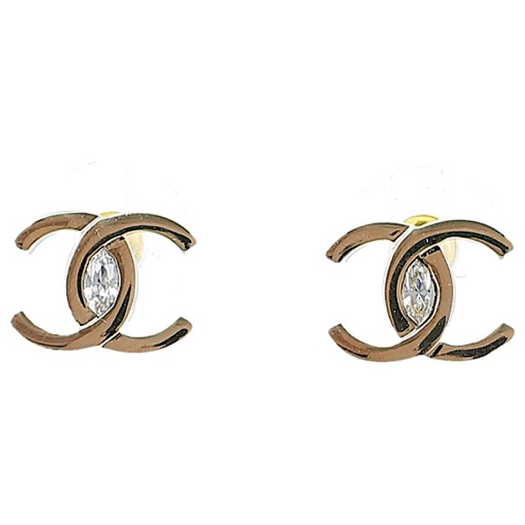 AUTHENTIC Chanel Classic "CC" Crystal Earrings - Picture 2 of 4